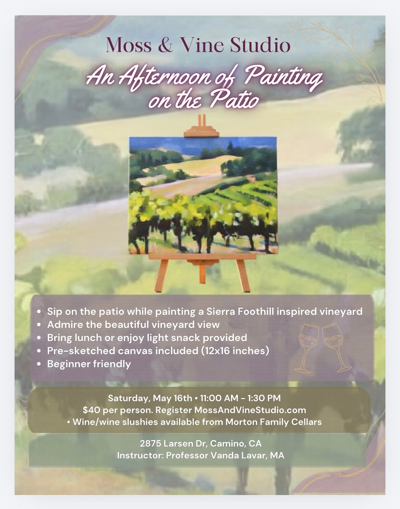 Paint a Sierra Foothill Vineyard Scene on the Patio- Plein Air Style