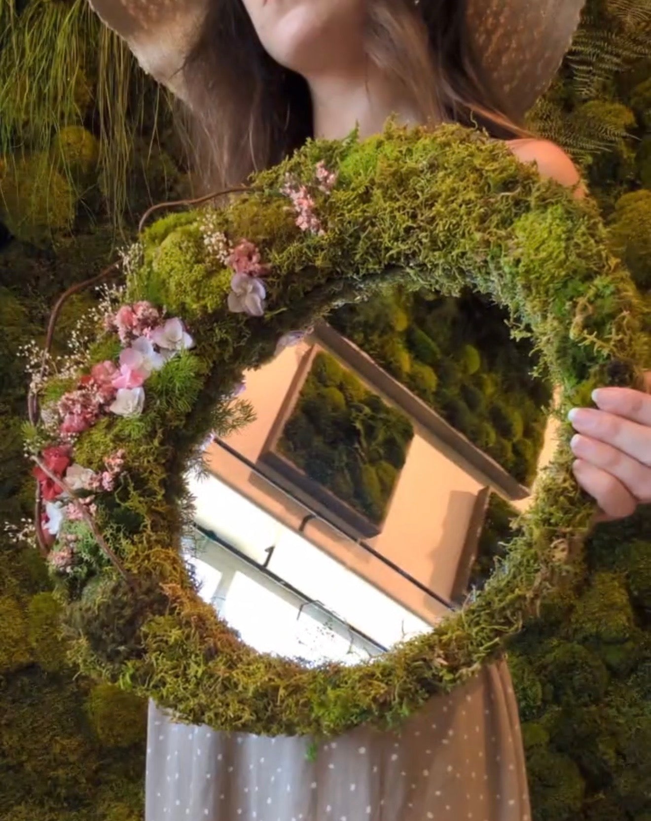 Mossy Moon Mirror- Crescent Moss & Floral Moon Workshop