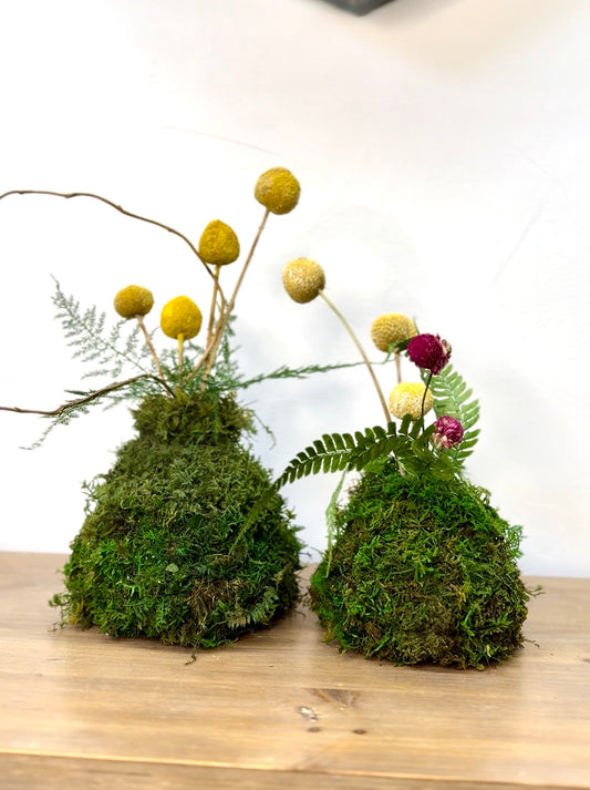 Mossy Vases with Dried Flowers Workshop